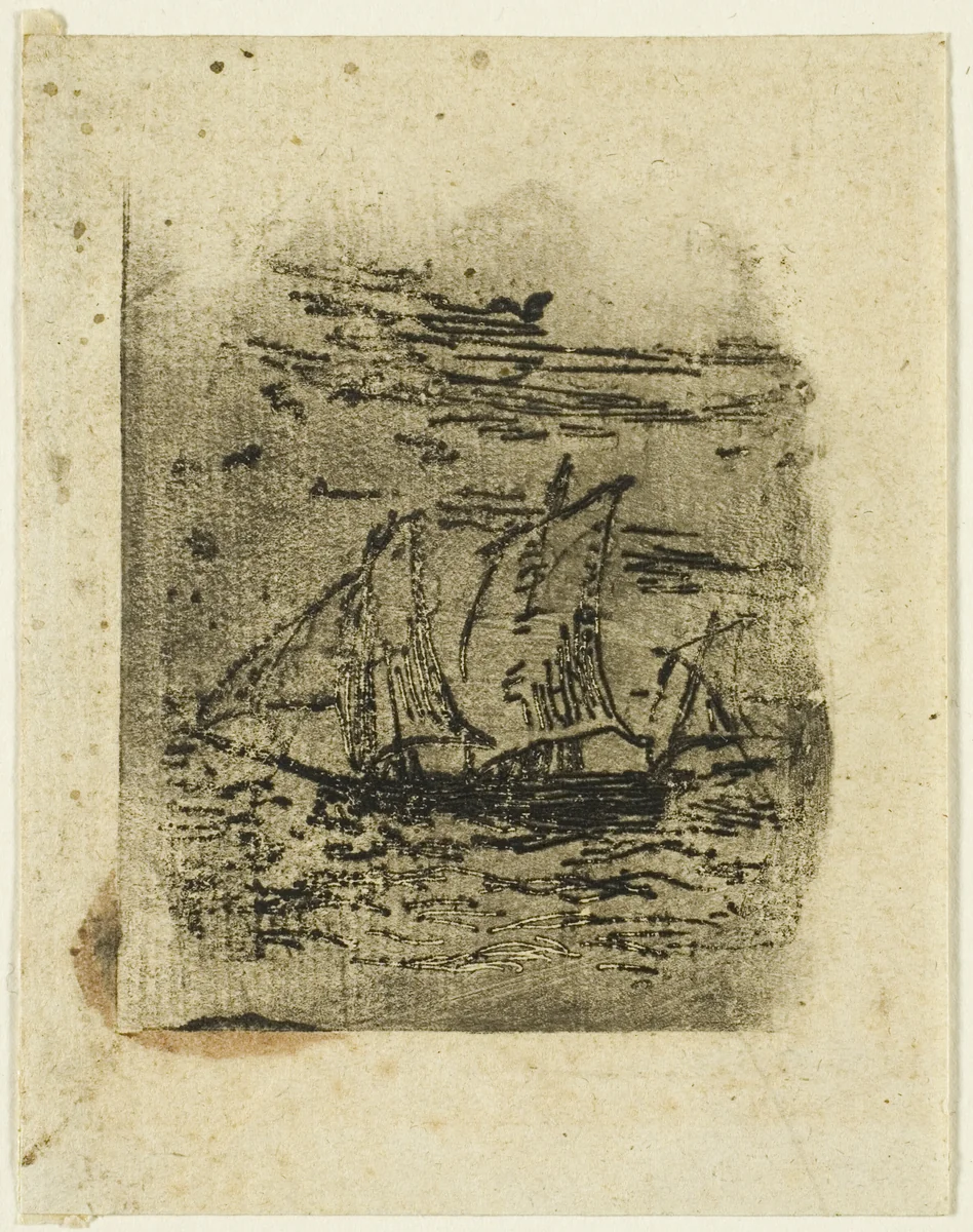 A Vessel Under Sail by Jean-François Millet, print, 1847