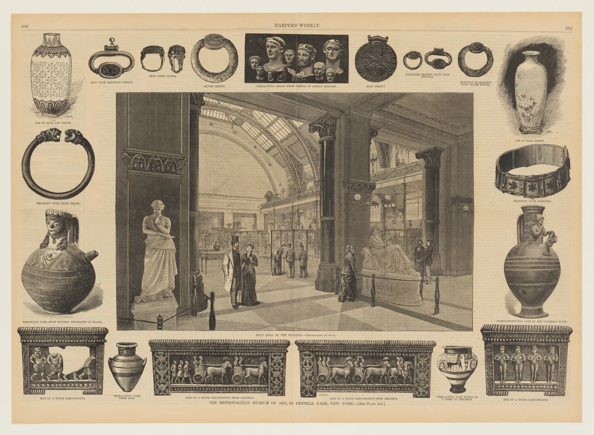 The Metropolitan Museum of Art, in Central Park, New York, from "Harper's Weekly" by Josiah Wood Whymper, print, 1880