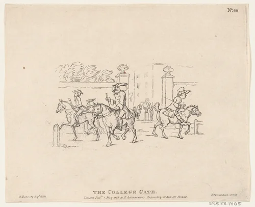The College Gate by Thomas Rowlandson, print, 1803