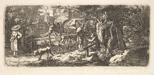 Alms given by a cart driver by Johann Christoph Erhard, print, 1814