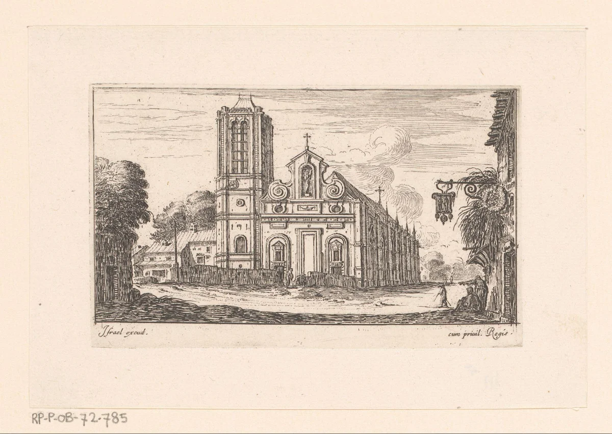 Gezicht op de Notre-Dame-des-Vertus by Israël Silvestre, print, 1631-1661