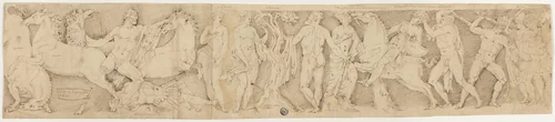 After the Antique: Sarcophagus Lid with the Labors of Hercules by Probably Italian early 16th century, drawing, 1500-1550