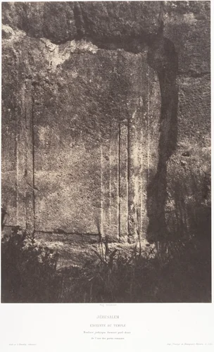 Jérusalem, Enceinte du Temple, Moulure judaïque formant pied-droit de l'une des portes romaines by Auguste Salzmann, photograph, 1854-1859