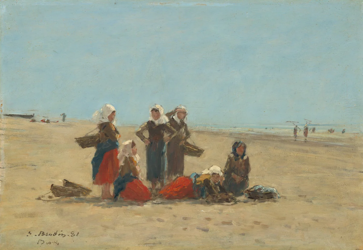 Women on the Beach at Berck by Eugène Boudin, painting, 1881