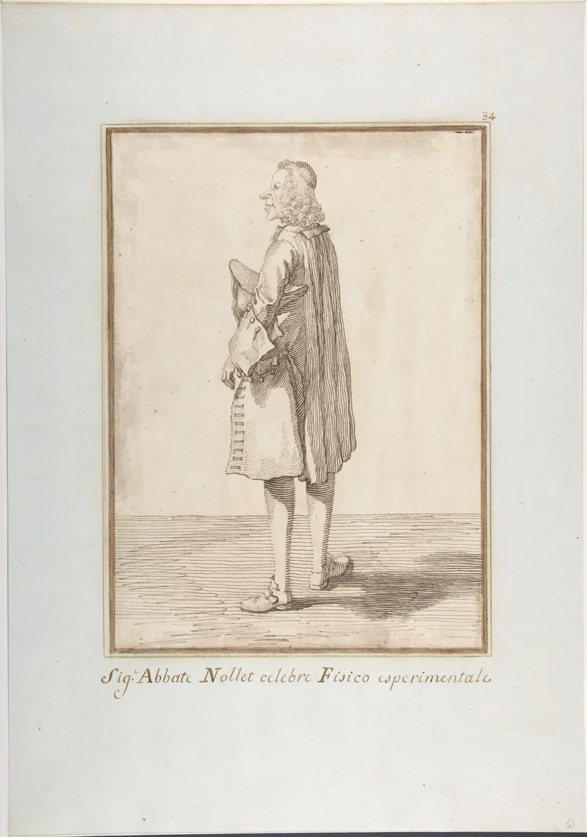 Abbé Jean-Antoine Nollet by Pier Leone Ghezzi, drawing, 1674-1755