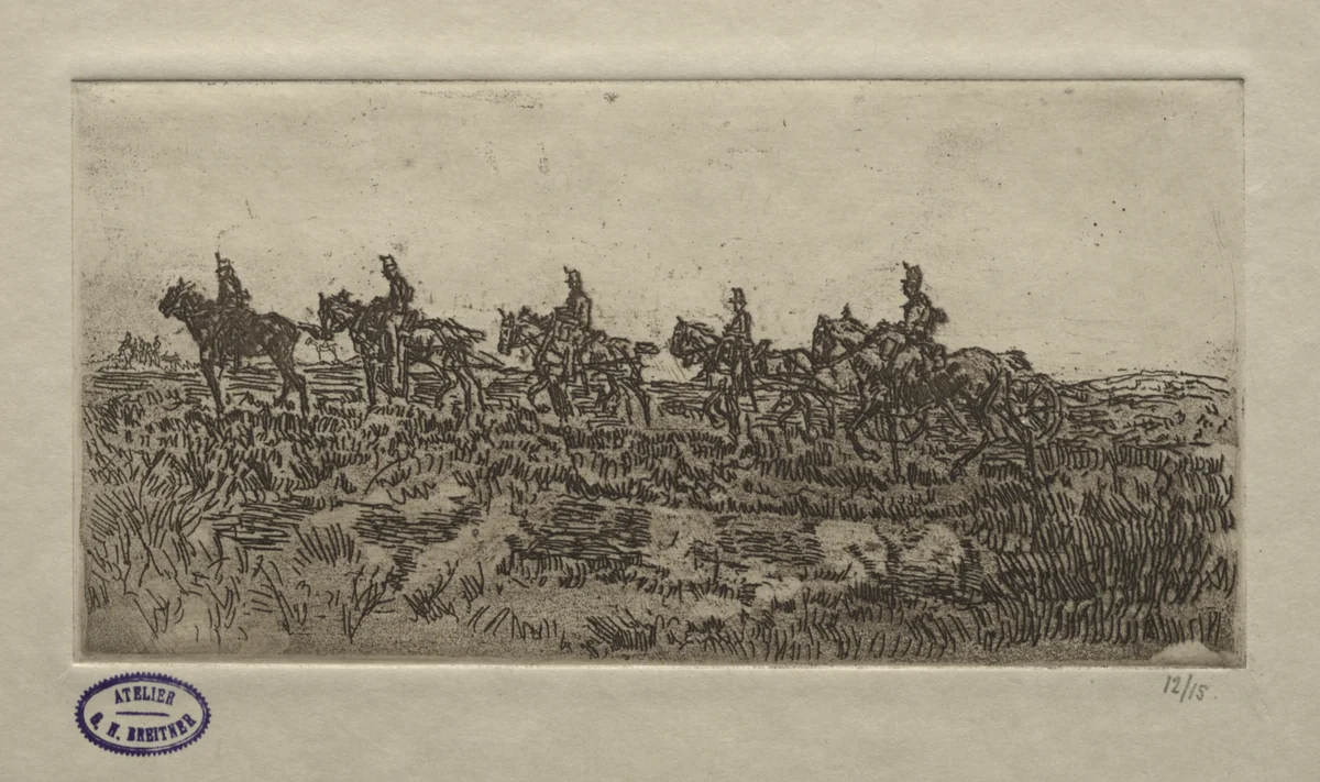 Cavalry Scene by George Hendrik Breitner, print