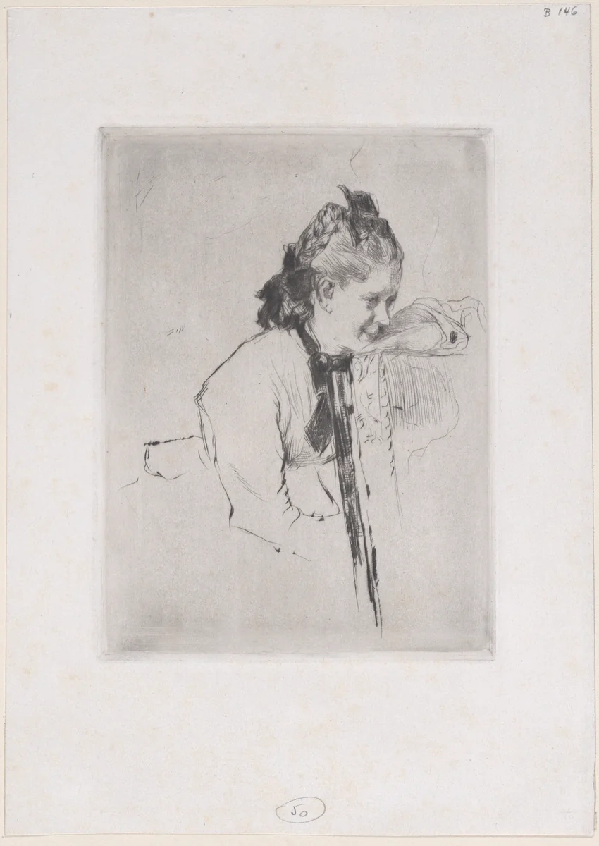 Femme de métier (étude de jeune fille appuyée sur une chaise) by Marcellin Desboutin, print, 1889