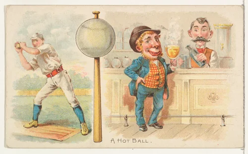 A Hot Ball, from the Talk of the Diamond set (N135) issued by Duke Sons & Co., a branch of the American Tobacco Company by W. Duke, Sons & Co., print, 1888