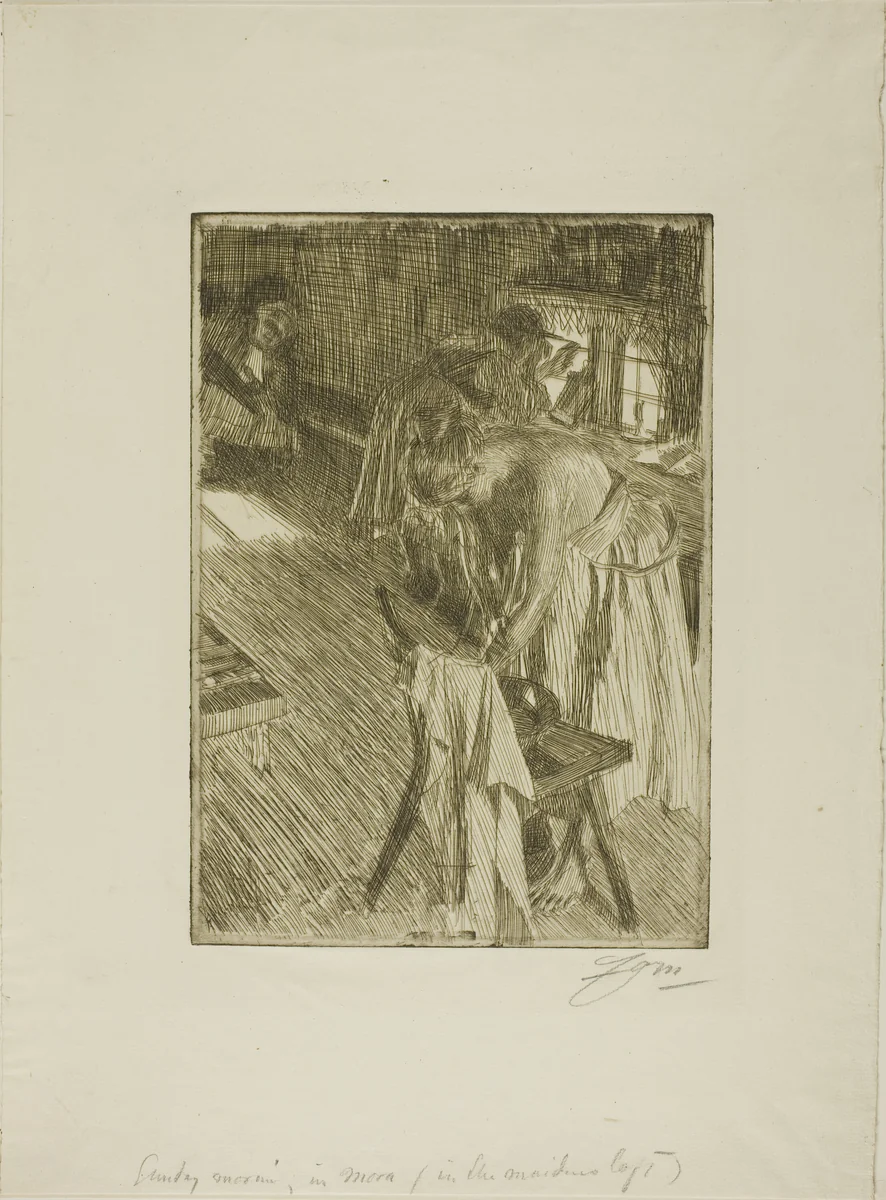 Sunday Morning by Anders Zorn, print, 1892-1894