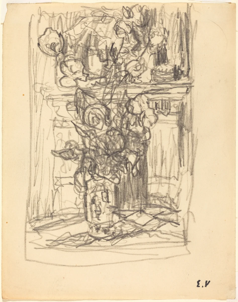 Vase of Flowers by Edouard Vuillard, drawing, 1900-1901