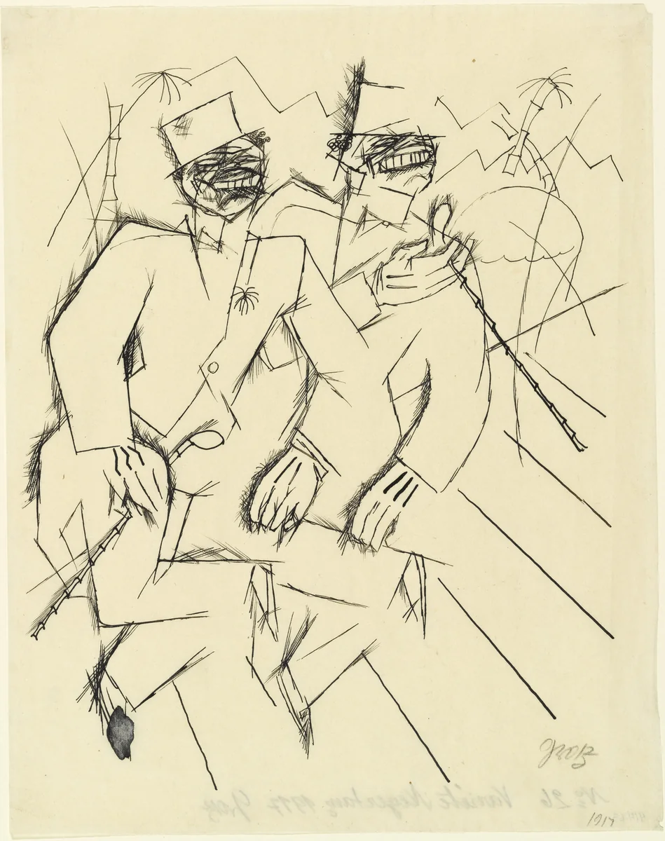 The Christmas Brothers by George Grosz, drawing, 1917