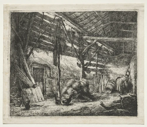 The Barn by Adriaen van Ostade, print, 1647
