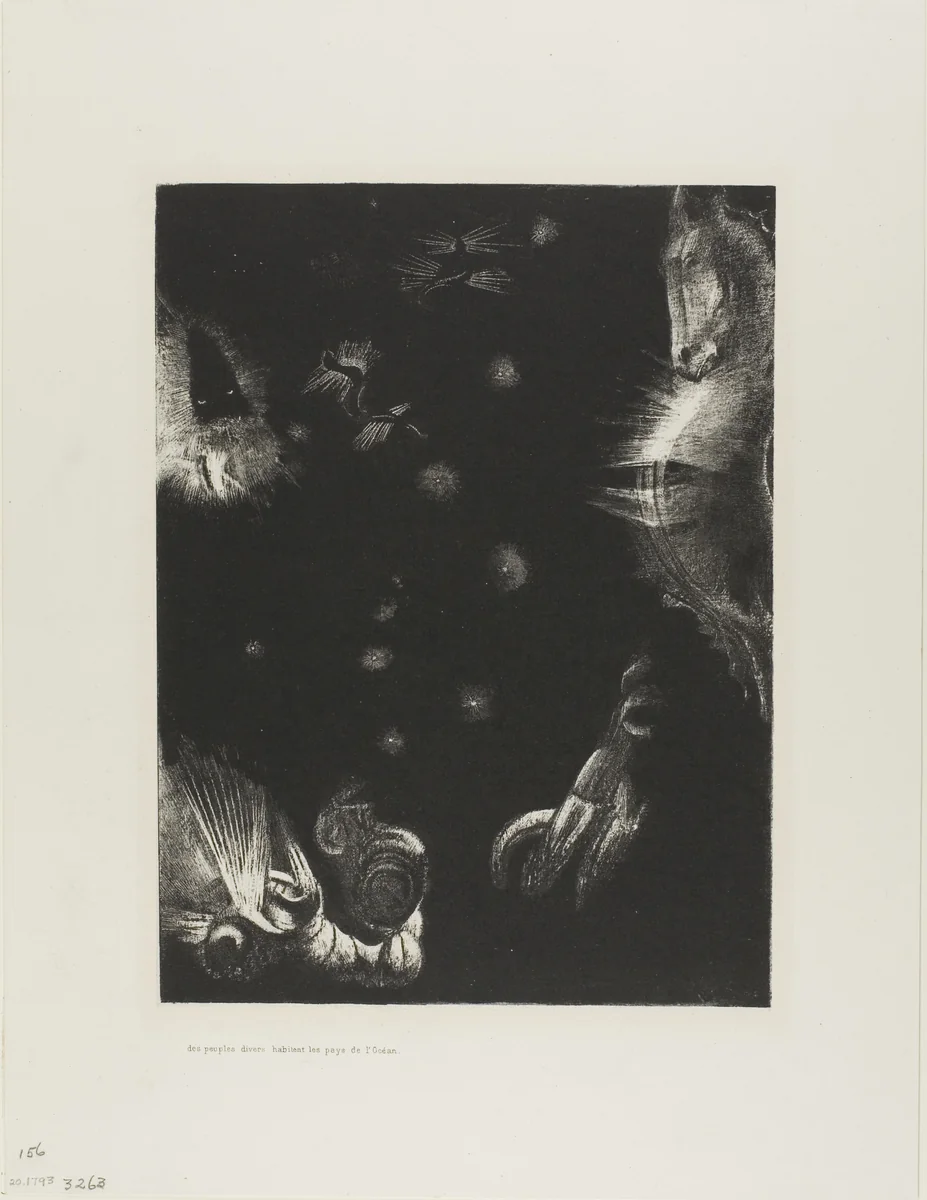 Different Peoples Inhabit the Countries of the Ocean, plate 23 of 24 by Odilon Redon, print, 1896