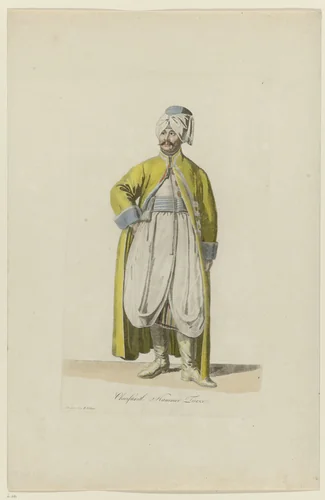 Kostuum van een Turkse kamerheer by Samuel Gränicher, print, 1803-1808