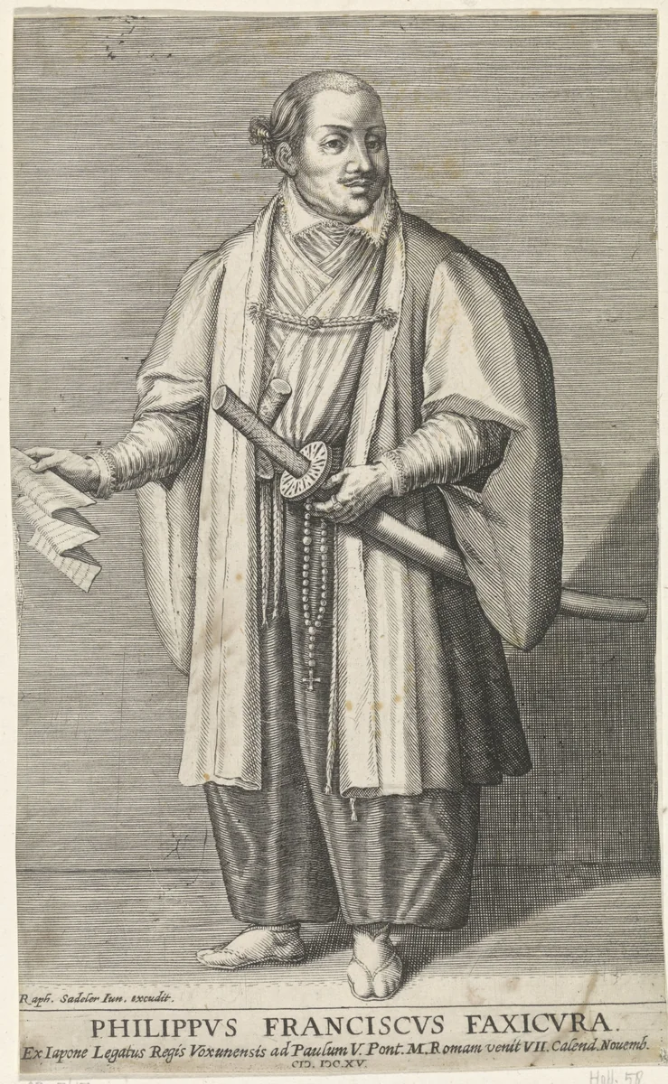 Portret van Hasekura Tsunenaga by Raphaël Sadeler, print, 1615
