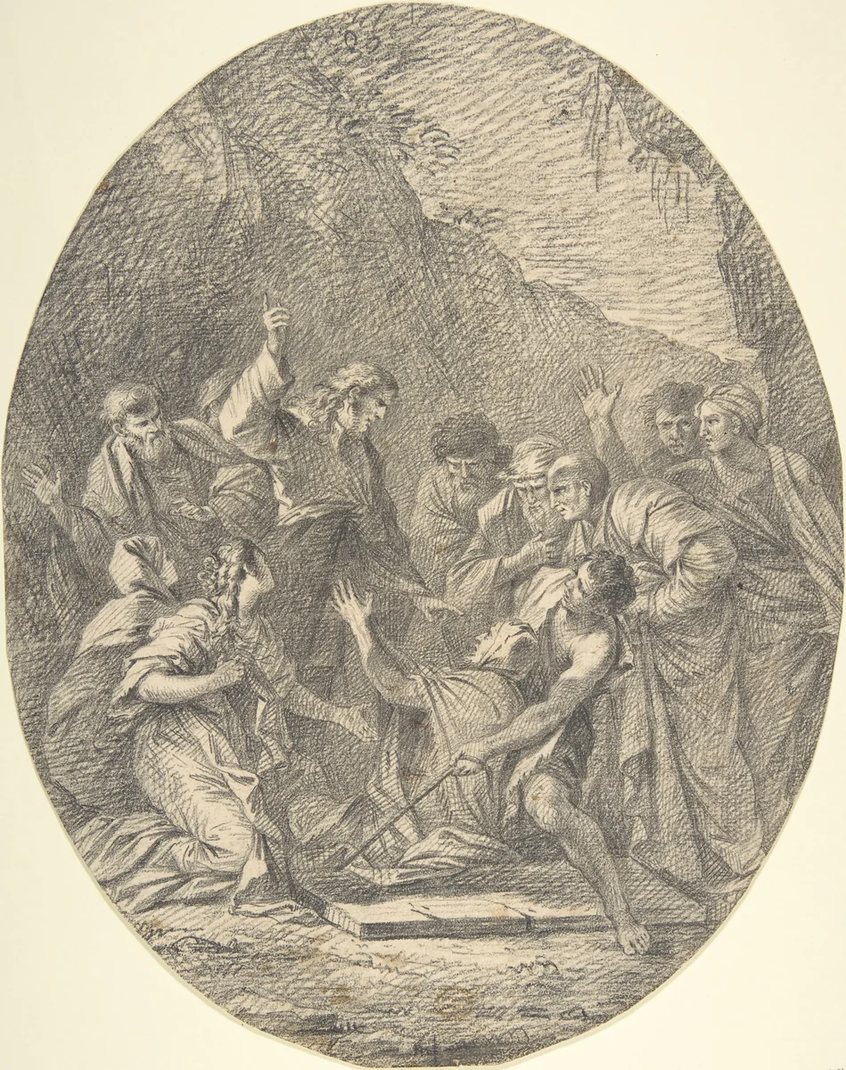 Raising of Lazarus by anonymous, drawing, 1700-1800