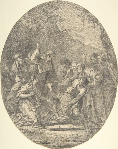 Raising of Lazarus by anonymous, drawing, 1700-1800