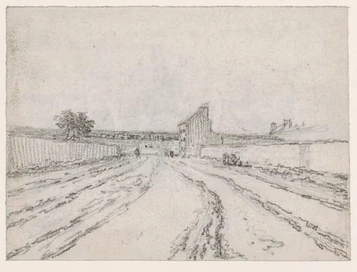 Landweg tussen muren by Georges Michel, drawing, 1773-1843