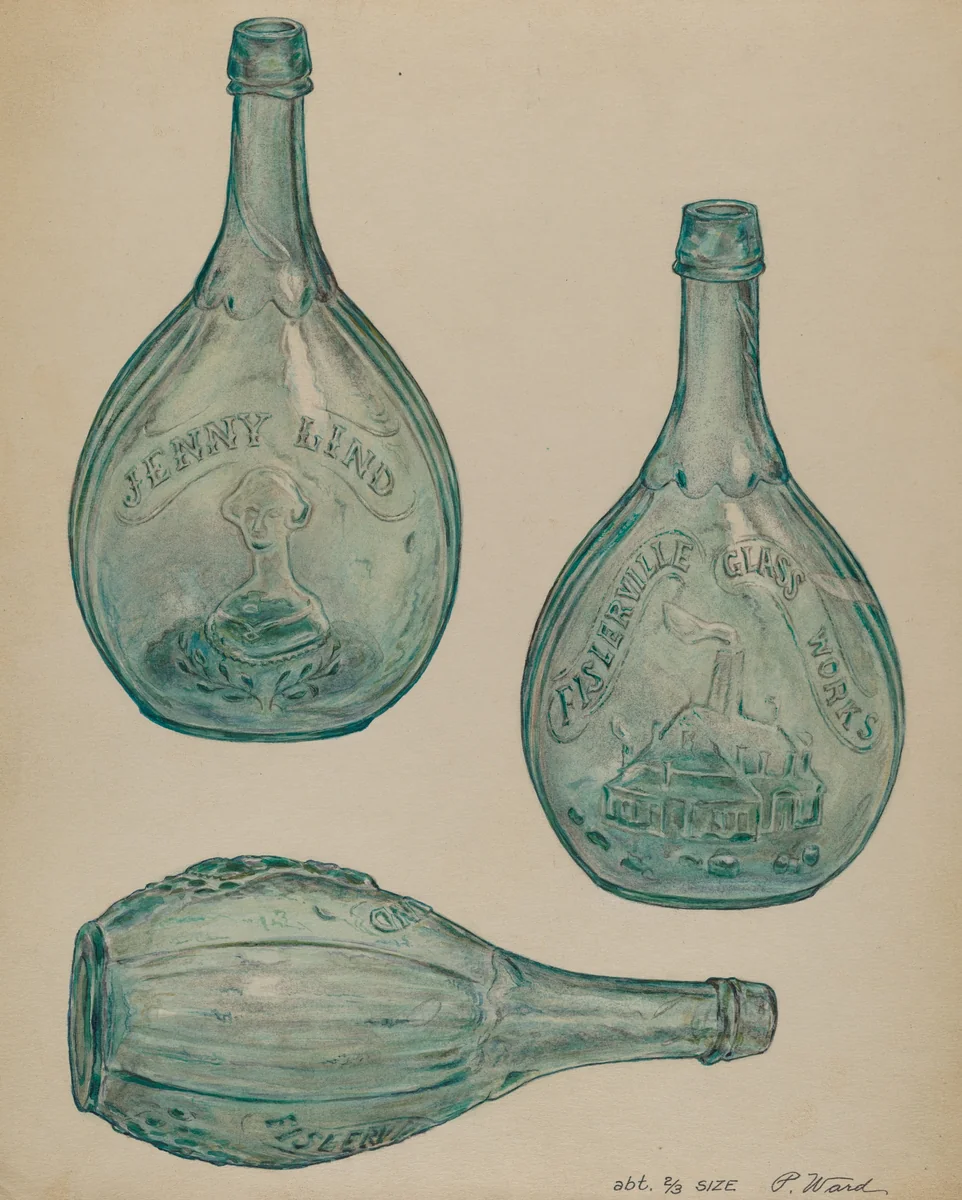 Jenny Lind Bottle by Paul Ward, index of american design, 1935