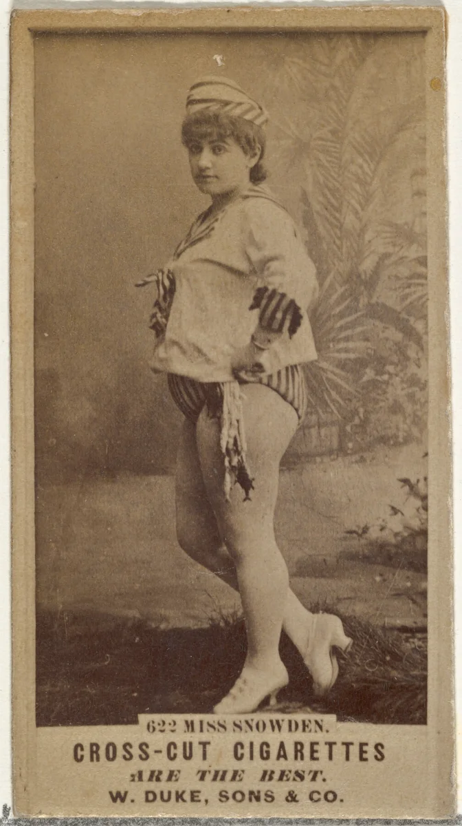Card Number 622, Miss Snowden, from the Actors and Actresses series (N145-3) issued by Duke Sons & Co. to promote Cross Cut Cigarettes by W. Duke, Sons & Co., photograph, 1880-1889
