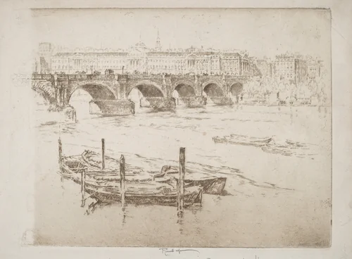 Waterloo Bridge and Somerset House by Joseph Pennell, print, 1905