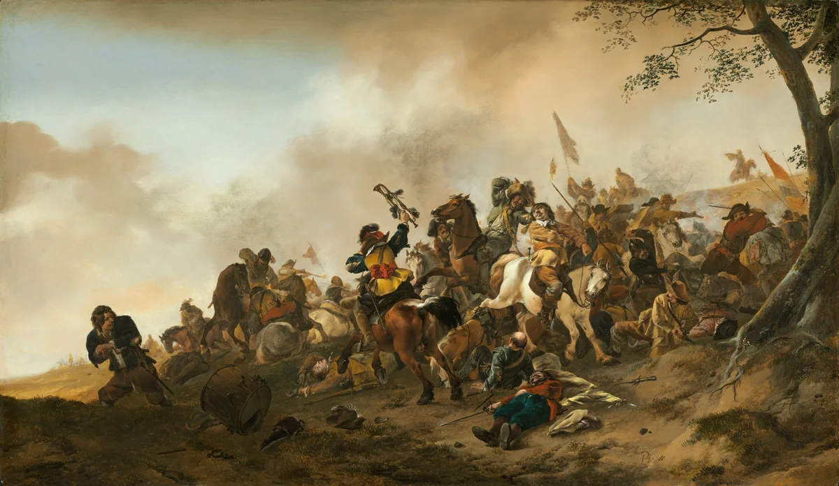 Battle Scene by Philips Wouwerman, painting, 1645-1646
