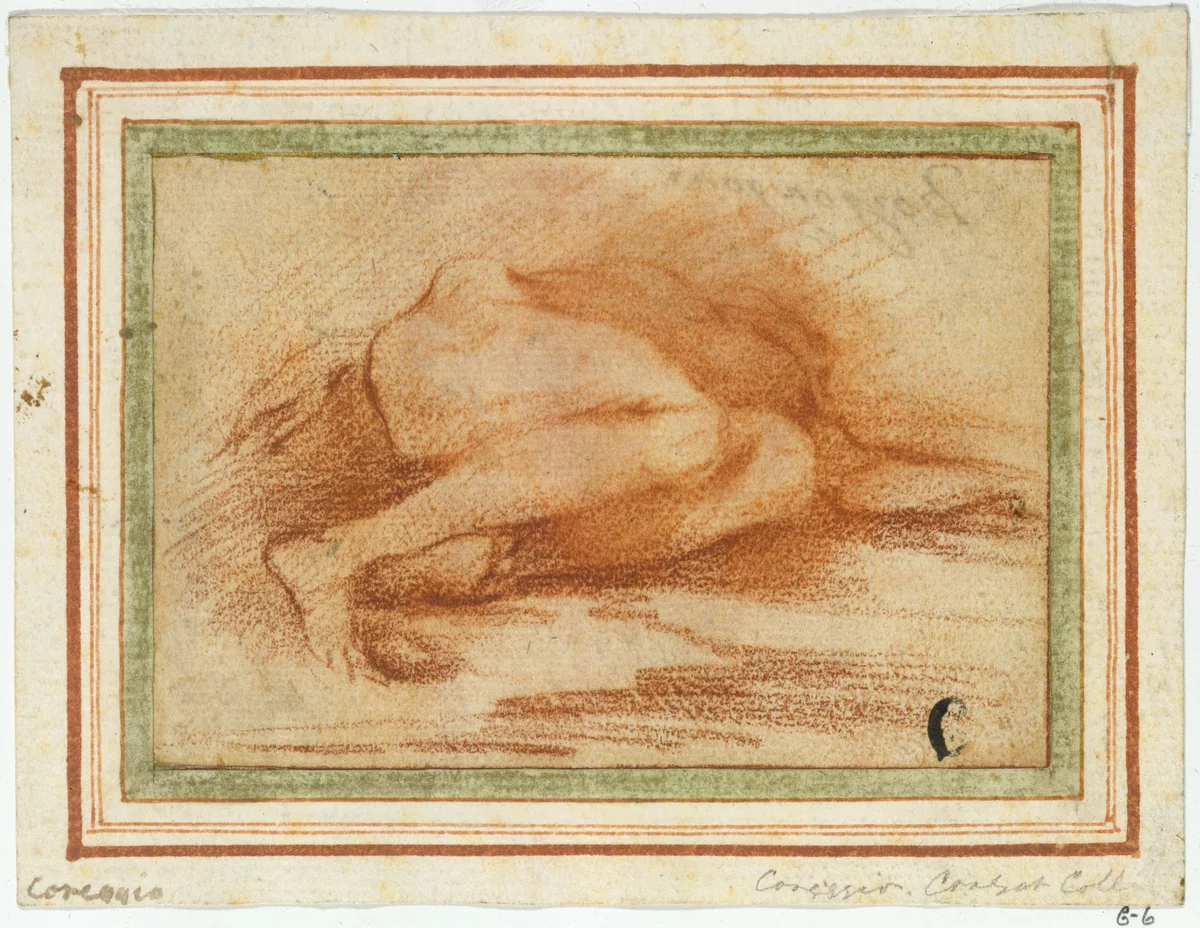 Recumbent Nude by Emilia, drawing, 1600-1635