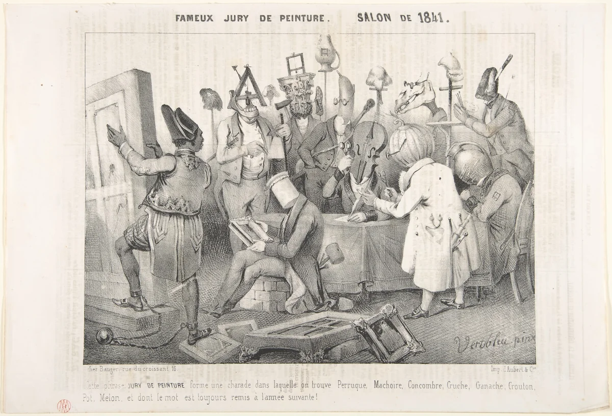 Fameux Jury de Peinture; Salon de 1841 by Clément Pruche, print, 1841