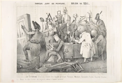 Fameux Jury de Peinture; Salon de 1841 by Clément Pruche, print, 1841