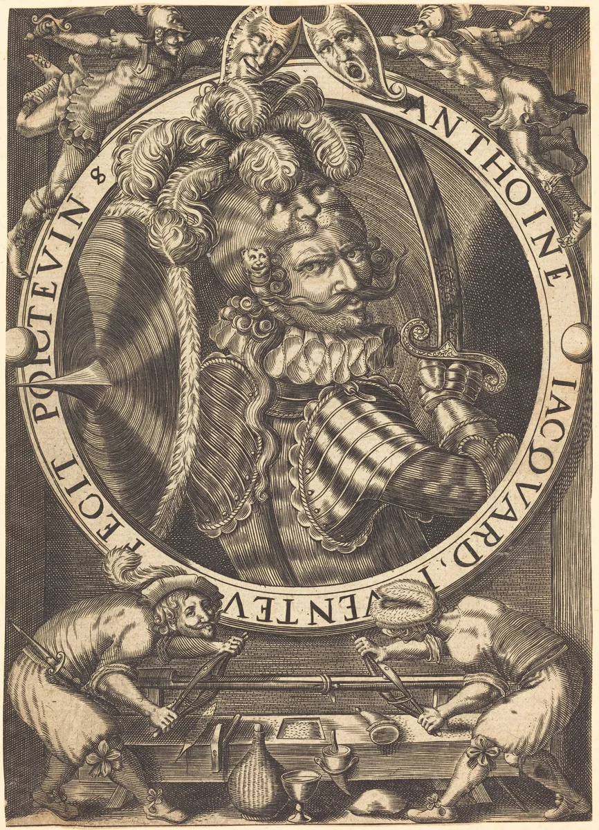 Self-Portrait (The Trade Card of Anthoine Jacquard) by Antoine Jacquard, print, 1572-1652