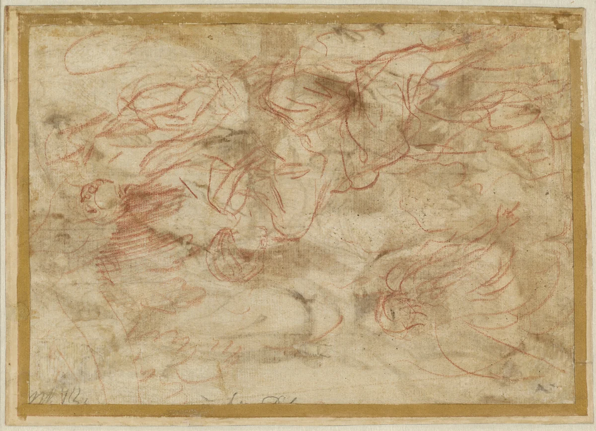 The Angel Appearing to Hagar in the Desert by Pier Francesco Mola, drawing, 1655-1665