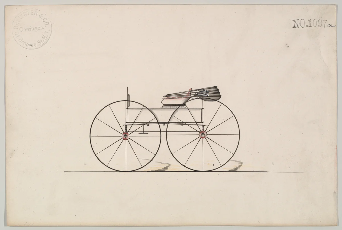 Design for Wagon, no. 1097a by Brewster & Co., drawing, 1850-1870