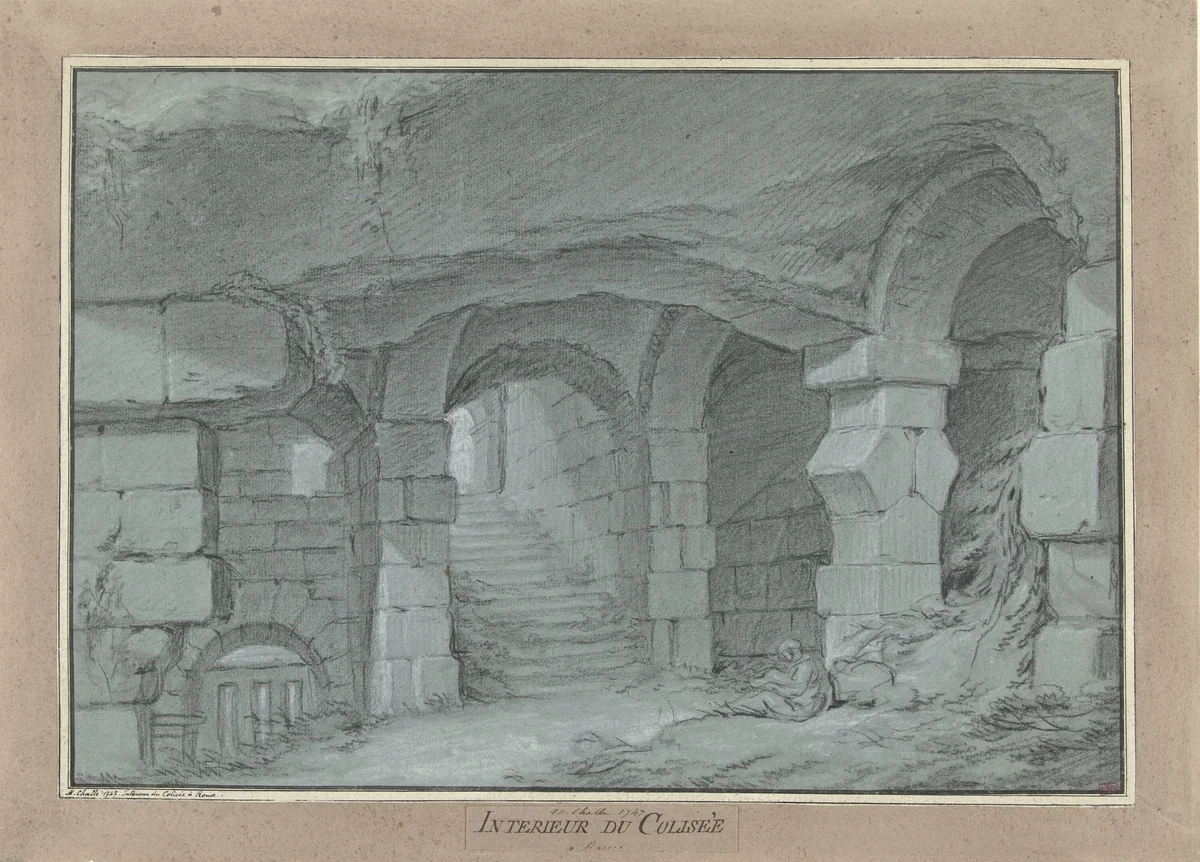 Gezicht in het Colosseum by Charles Michel-Ange Challe, drawing, 1747