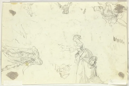 Sheet of Sketches: Men and Women by Pierre Antoine Mongin, drawing, 1781-1827