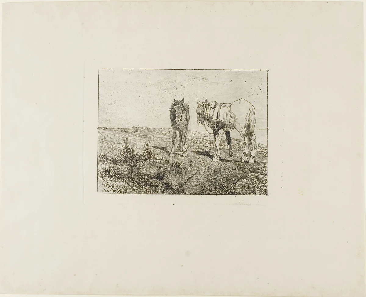 Horses' Rest by Giovanni Fattori, print, 1880-1890