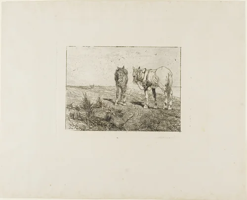 Horses' Rest by Giovanni Fattori, print, 1880-1890
