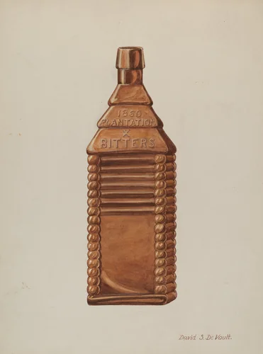Log Cabin Flask by David S. De Vault, index of american design, 1941