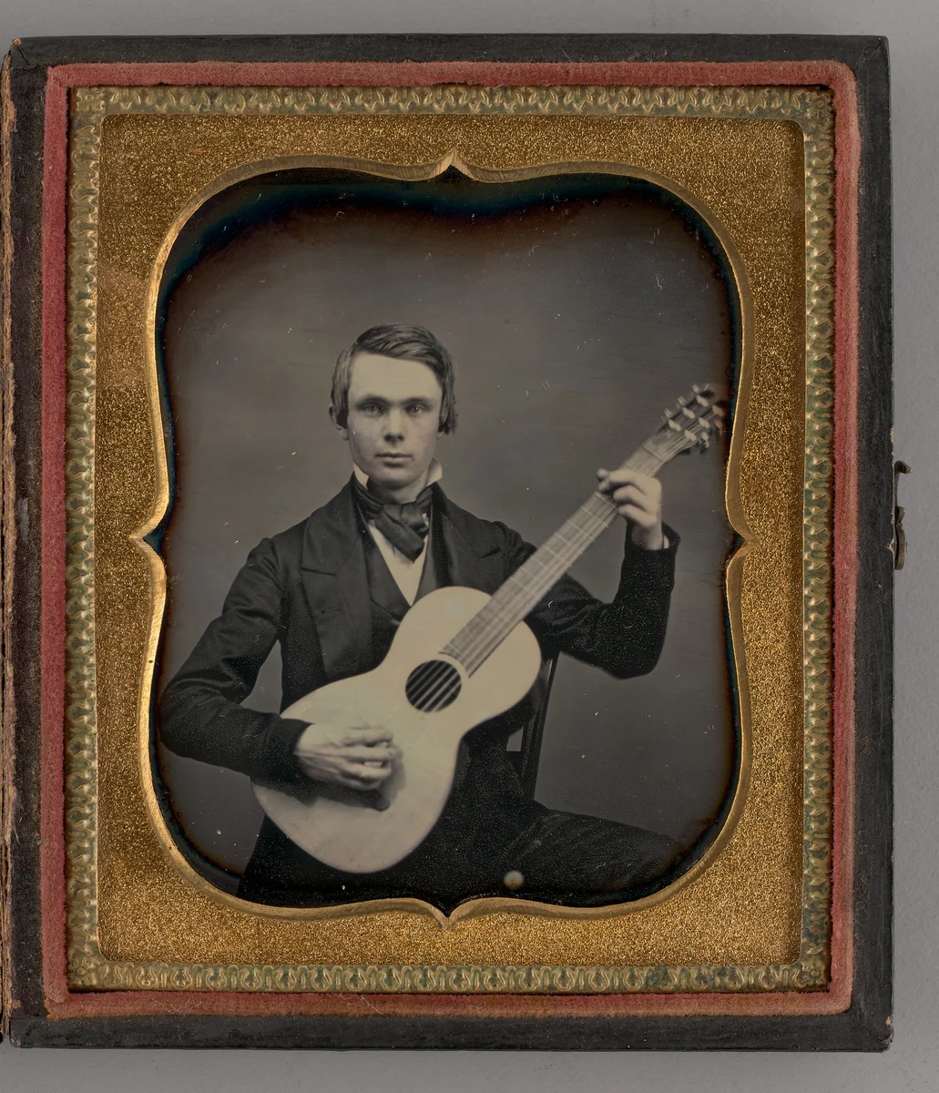 Untitled (Portrait of a Man Holding a Guitar) by Unknown maker, other, 1855