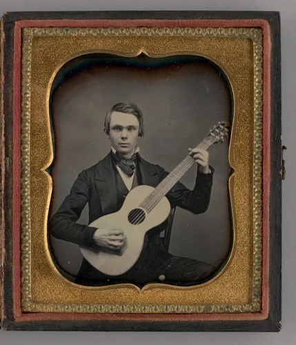 Untitled (Portrait of a Man Holding a Guitar) by Unknown maker, other, 1855