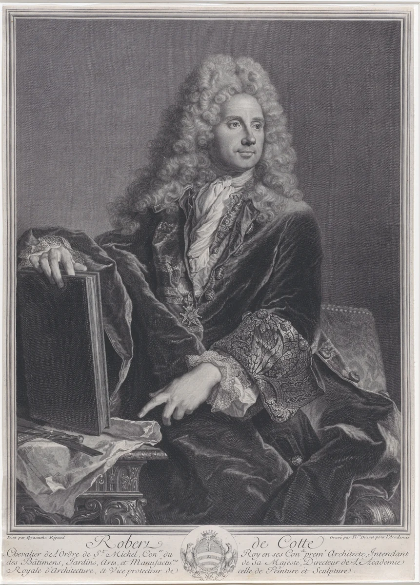 Portrait of Robert de Cotte by Pierre Drevet, print, 1722