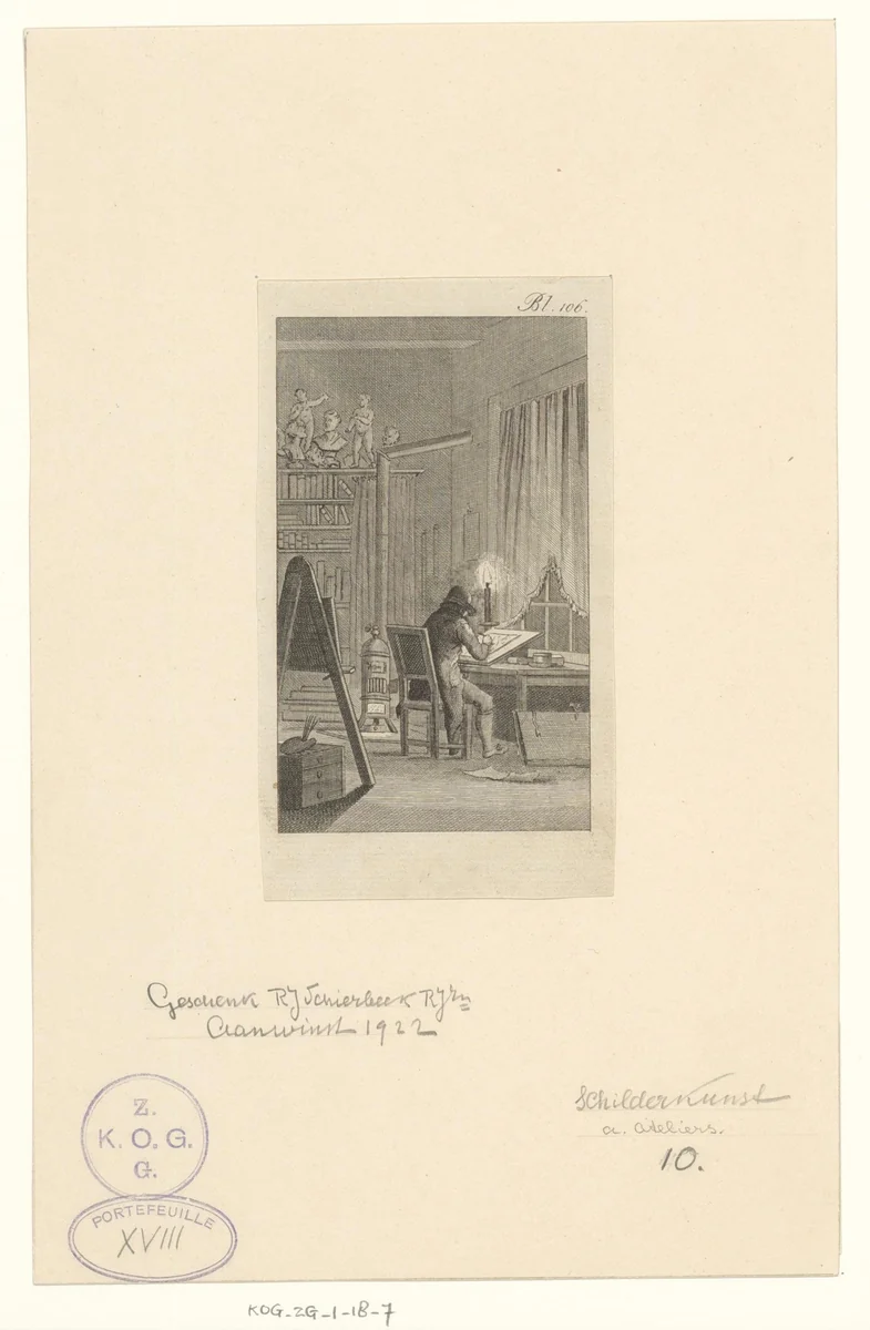 Schilder aan het werk by anonymous, print, 1750-1849