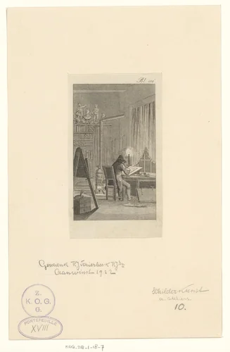 Schilder aan het werk by anonymous, print, 1750-1849