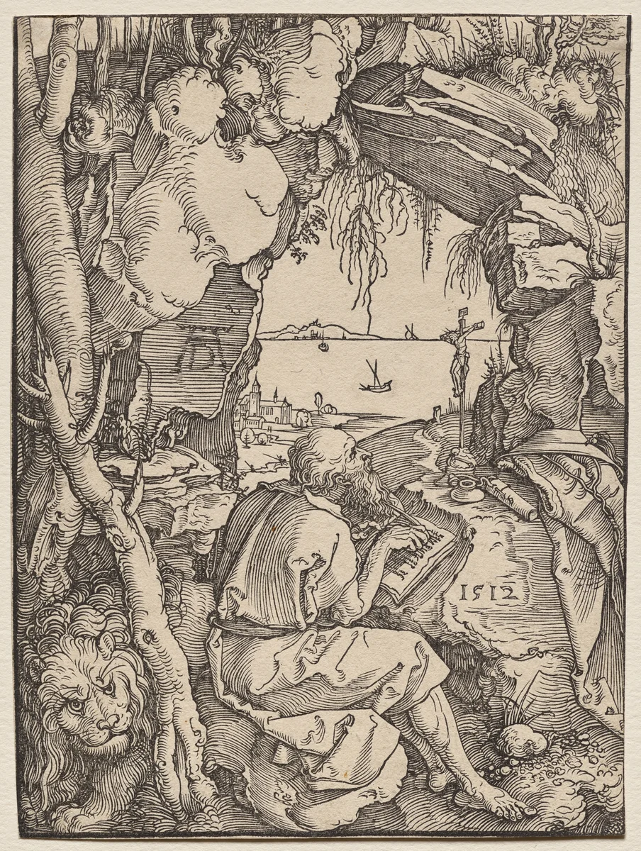 St. Jerome in a Cave by Albrecht Dürer, print, 1512