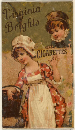 From the Girls and Children series (N64) promoting Virginia Brights Cigarettes for Allen & Ginter brand tobacco products by Allen & Ginter, print, 1886