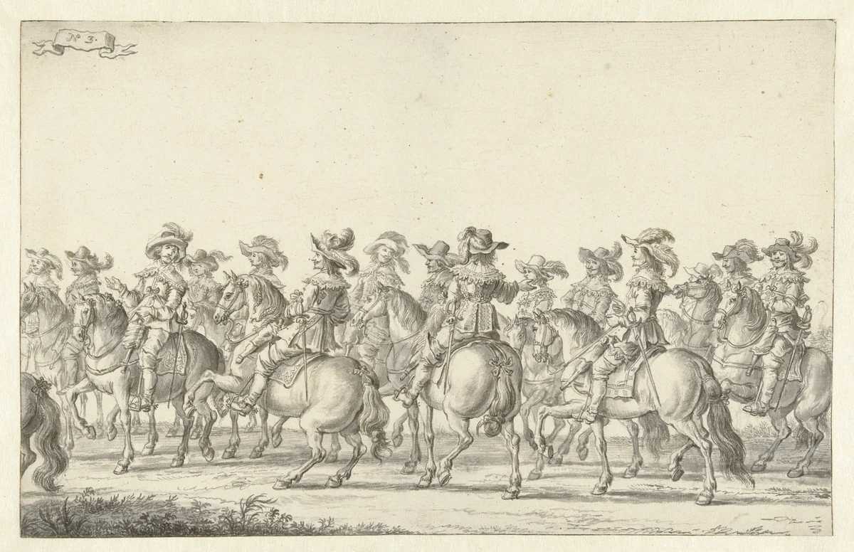De intocht van Maria de' Medici te Amsterdam in 1638 (plaat 3) by Jan Martszen de Jonge, drawing, 1638-1639