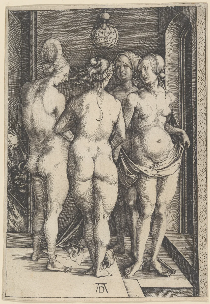 Four Naked Women by Albrecht Dürer, print, 1497