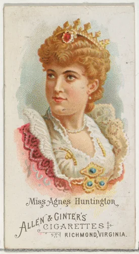 Miss Agnes Huntington, from World's Beauties, Series 1 (N26) for Allen & Ginter Cigarettes by Allen & Ginter, print, 1888