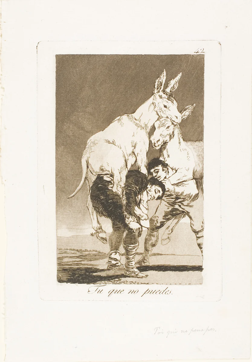 Thou Who Canst Not, plate 42 from Los Caprichos by Francisco José de Goya, print, 1797-1799