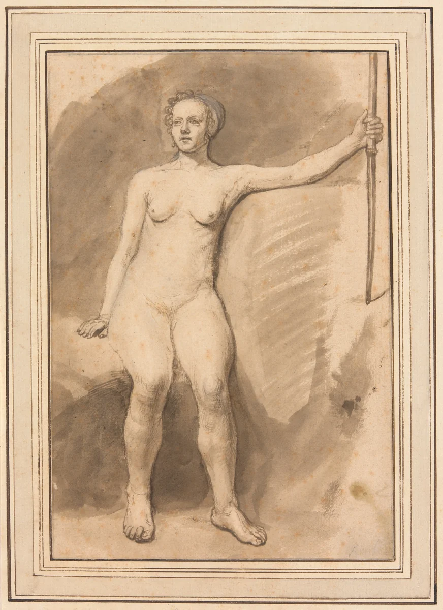 Seated Female Nude by Samuel van Hoogstraten, drawing, 1647-1678