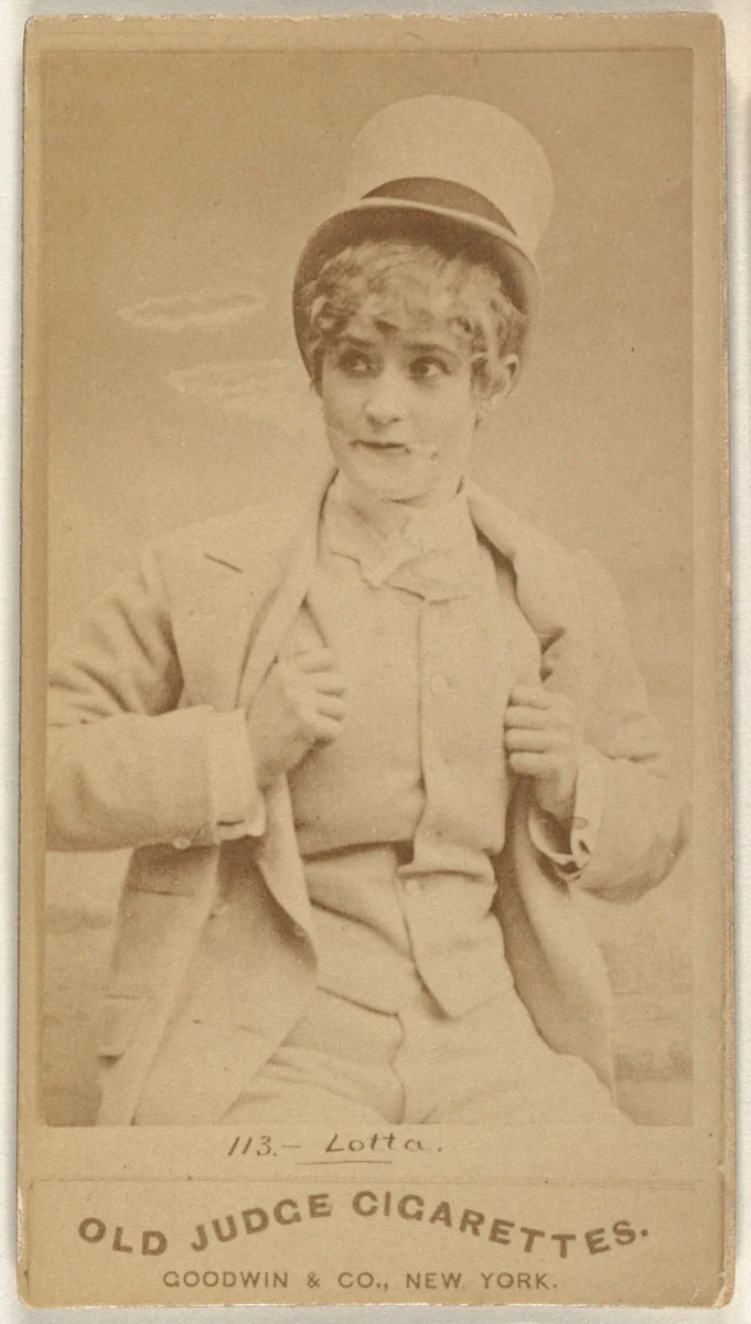 Lotta, from the Actors and Actresses series (N171) for Old Judge Cigarettes by Goodwin & Company, photograph, 1886-1890